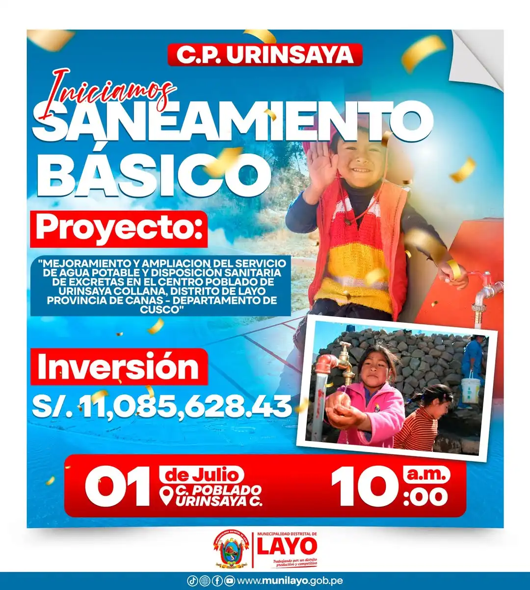 𝗖.𝗣.𝗨𝗥𝗜𝗡𝗦𝗔𝗬𝗔𝗖𝗖𝗢𝗟𝗟𝗔𝗡𝗔 | 𝗜𝗡𝗜𝗖𝗜𝗔 𝗟𝗔 𝗢𝗕𝗥𝗔 𝗗𝗘 𝗦𝗔𝗡𝗘𝗔𝗠𝗜𝗘𝗡𝗧𝗢 𝗕Á𝗦𝗜𝗖𝗢 𝗖𝗢𝗡 𝗠Á𝗦 𝗗𝗘 𝟭𝟭 𝗠𝗜𝗟𝗟𝗢𝗡