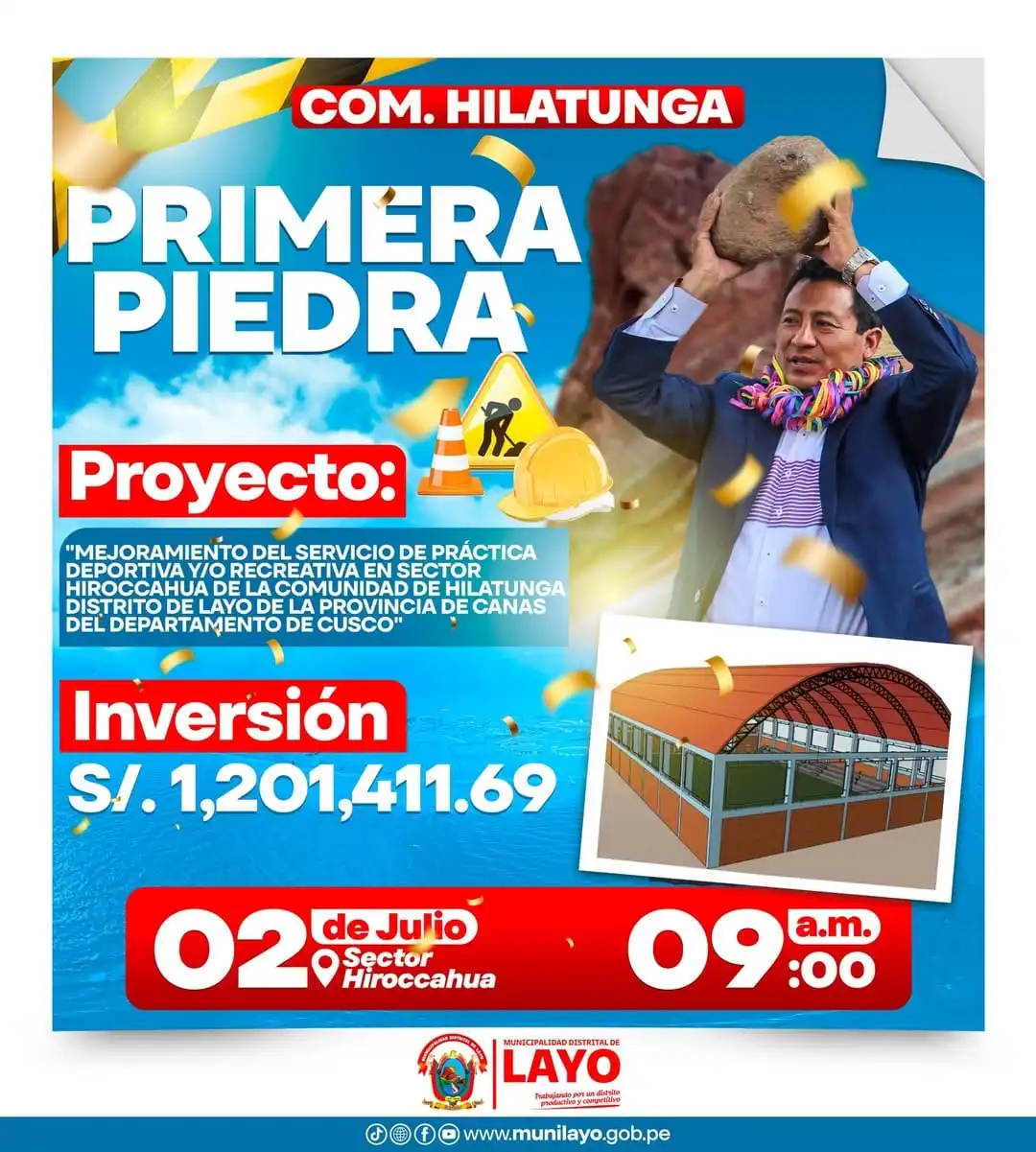 𝗣𝗥𝗜𝗠𝗘𝗥𝗔 𝗣𝗜𝗘𝗗𝗥𝗔 𝗣𝗔𝗥𝗔 𝗟𝗔 𝗖𝗔𝗡𝗖𝗛𝗔 𝗗𝗘 𝗚𝗥𝗔𝗦𝗦 𝗦𝗜𝗡𝗧É𝗧𝗜𝗖𝗔 𝗘𝗡 𝗟𝗔 𝗖𝗢𝗠𝗨𝗡𝗜𝗗𝗔𝗗 𝗗𝗘 𝗛𝗜𝗟𝗔𝗧𝗨𝗡𝗚𝗔