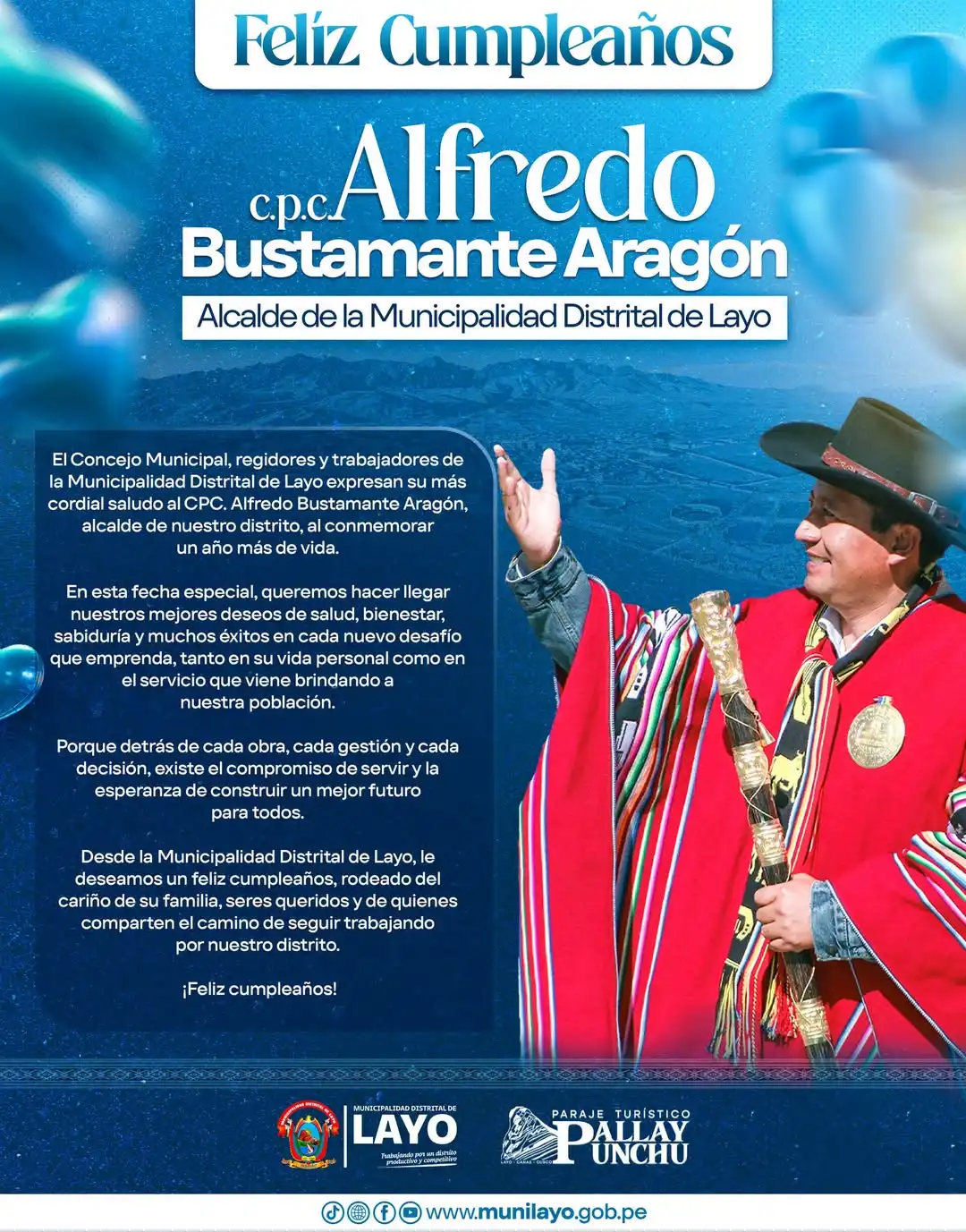 𝗙𝗘𝗟𝗜𝗭 𝗖𝗨𝗠𝗣𝗟𝗘𝗔Ñ𝗢𝗦 𝗦𝗥. 𝗔𝗟𝗖𝗔𝗟𝗗𝗘 𝗖𝗣𝗖. 𝗔𝗟𝗙𝗥𝗘𝗗𝗢 𝗕𝗨𝗦𝗧𝗔𝗠𝗔𝗡𝗧𝗘 𝗔𝗥𝗔𝗚Ó𝗡